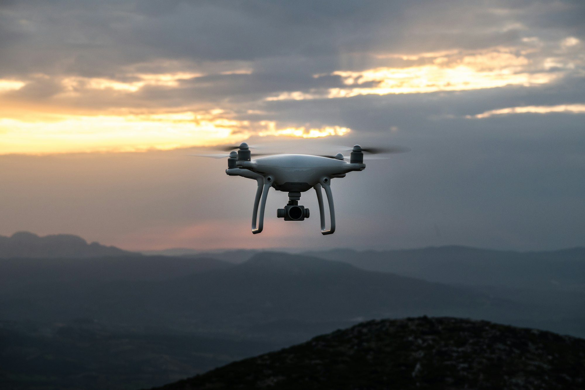 Drone in flight against the sky